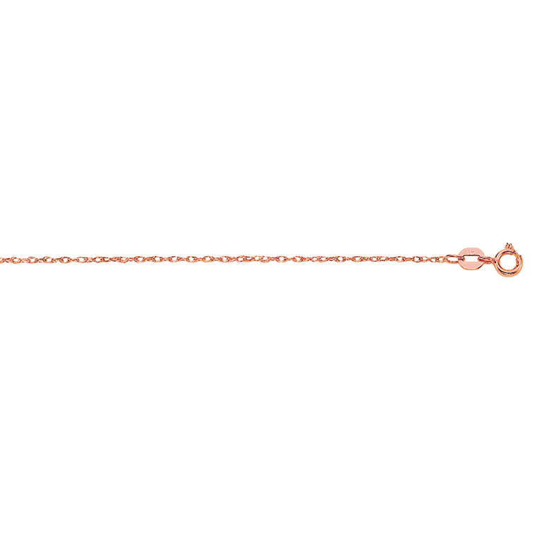 10K Gold .85mm Machine Rope Chain Carded -Rose | Spring Ring