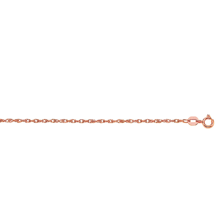10K Gold .95mm Machine Rope Chain Carded -Rose | Spring Ring