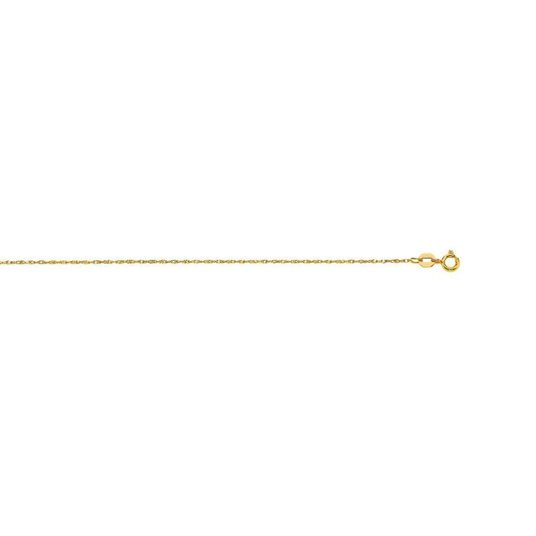 10K Gold .80mm Machine Rope Chain Carded -Yellow | Spring Ring