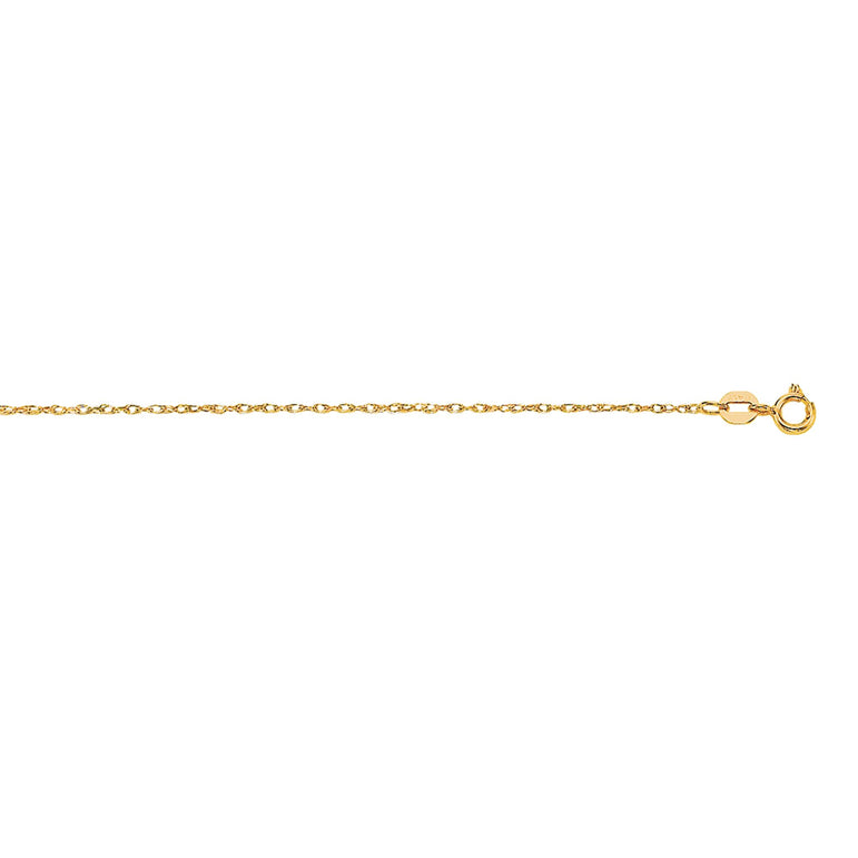 10K Gold .85mm Machine Rope Chain Carded -Yellow | Spring Ring