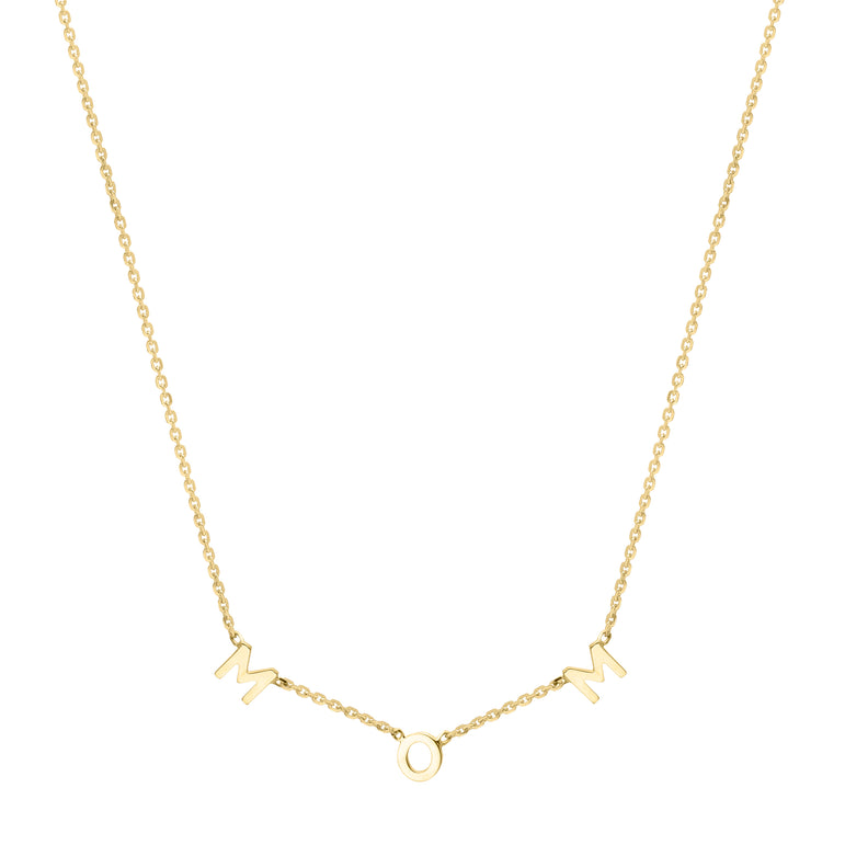 10K "Mom" Necklace-Yellow | Lobster