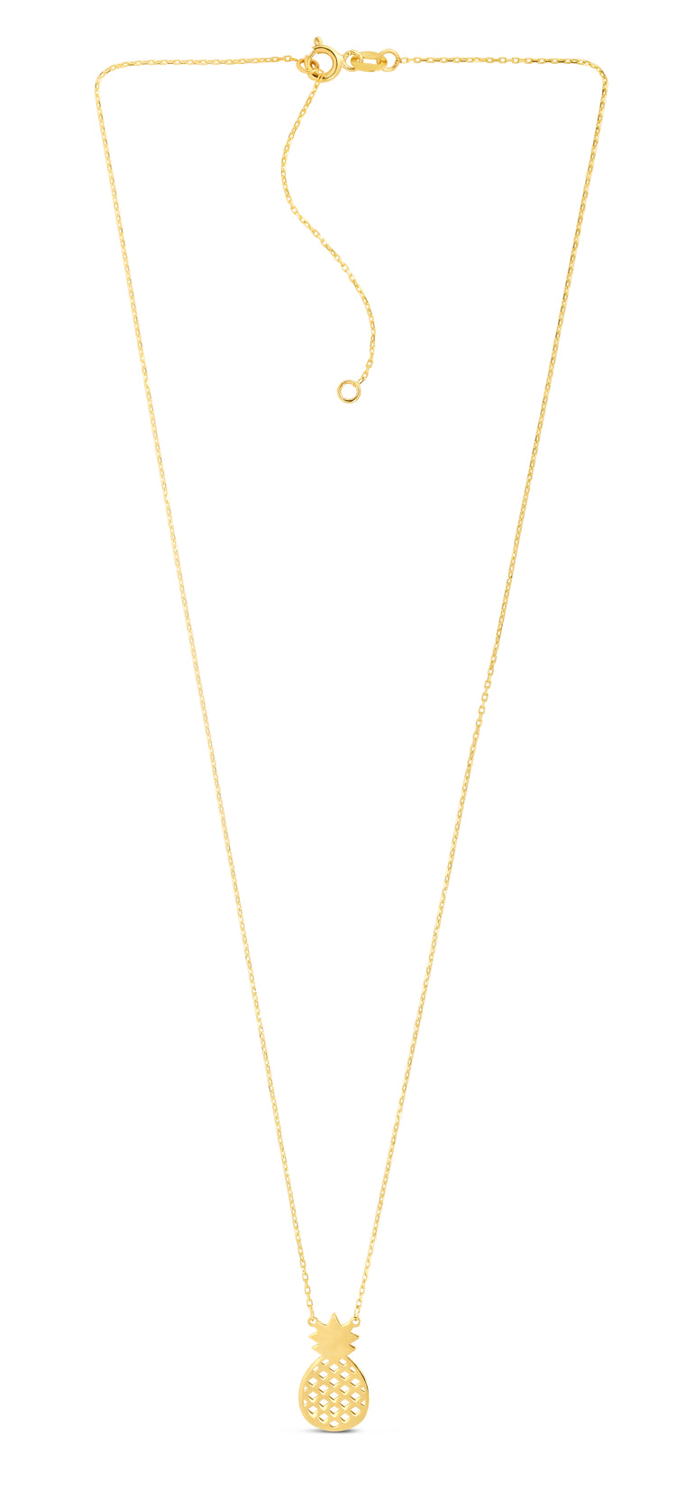 10K Pineapple Necklace-Yellow | Spring Ring