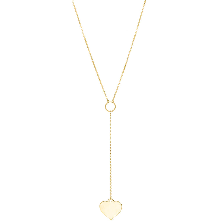10K Lariat Heart Necklace-Yellow