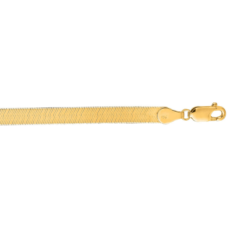 10K Gold 3.8mm Herringbone Necklace-Yellow | Lobster
