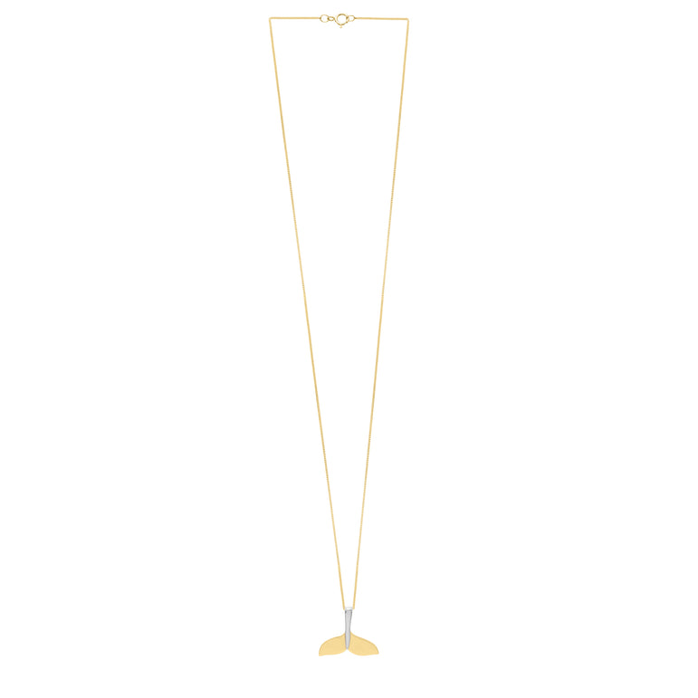 10K Whale Tail Necklace-Two-tone | Spring Ring