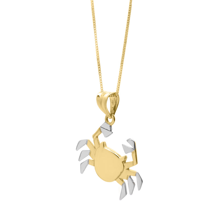 10K Crab Necklace-Two-tone | Spring Ring