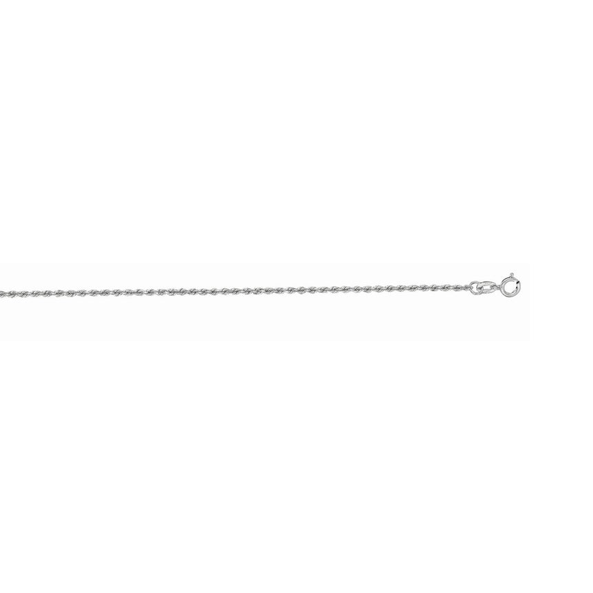 10K Gold 1.4mm Solid Diamond Cut Royal Rope Chain-White | Spring Ring