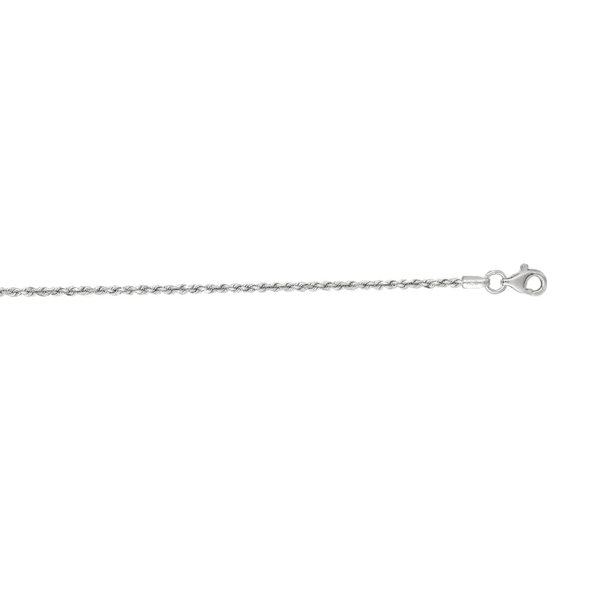 10K Gold 1.6mm Solid Diamond Cut Royal Rope Chain-White | Pear Shaped Lobster