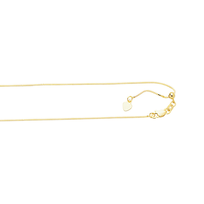 10K Gold 0.68mm Adjustable Box Chain-Yellow | Lobster