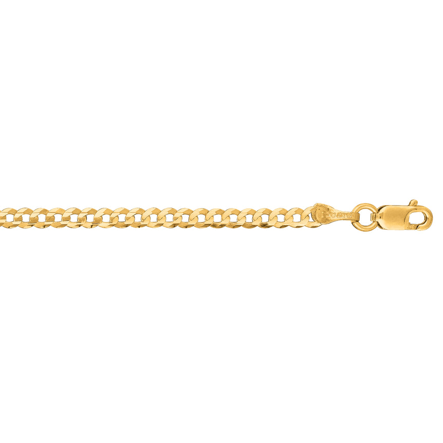 10K Gold 2.8mm Comfort Curb Chain -Yellow | Lobster