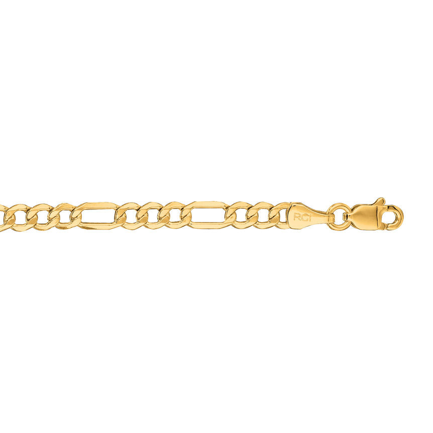 10K Gold 3.7mm Lite Figaro Chain-Yellow | Lobster