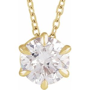14K Yellow 1 CT Lab-Grown Diamond Solitaire 16-18" Necklace-Lab-Grown Diamond-6.5Mm :: 1 Ct