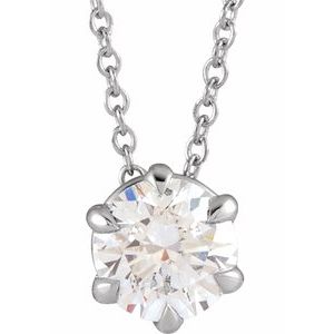 14K White 3/4 CT Natural Diamond Solitaire 16-18" Necklace-Natural Diamond-5.9Mm :: 3/4 Ct