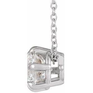 14K White 3/4 CT Natural Diamond Solitaire 16-18" Necklace-Natural Diamond-5.9Mm :: 3/4 Ct
