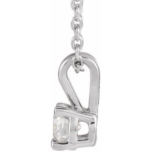 14K White  1/4 CT Lab-Grown Diamond Solitaire 16-18" Necklace-Lab-Grown Diamond-4Mm :: 1/4 Ct
