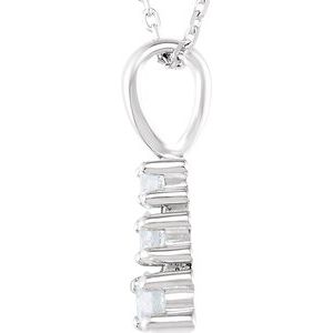 14K White 1/3 CTW Natural Diamond Graduated 18" Necklace-Natural Diamond-3.4Mm :: 1/3 Ctw