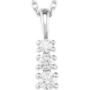 14K White 1/6 CTW Natural Diamond Graduated 18" Necklace-Natural Diamond-2.7Mm :: 1/6 Ctw