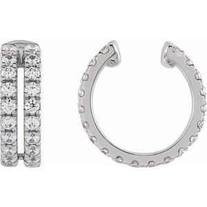 14K White 1/2 CTW Lab-Grown Diamond Ear Cuff-1.4 Mm-14K White
