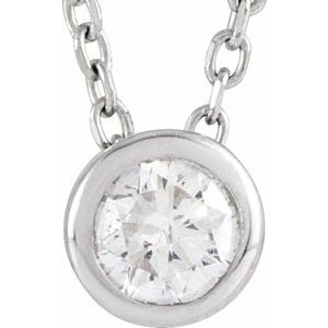 14K White 1/6 CT Lab-Grown Diamond Bezel-Set 16-18" Necklace-Lab-Grown Diamond-3.6Mm :: 1/6 Ct