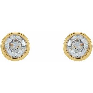 14K Yellow 1/8 CTW Natural Diamond Micro Bezel-Set Earrings-2.5 Mm-14K Yellow