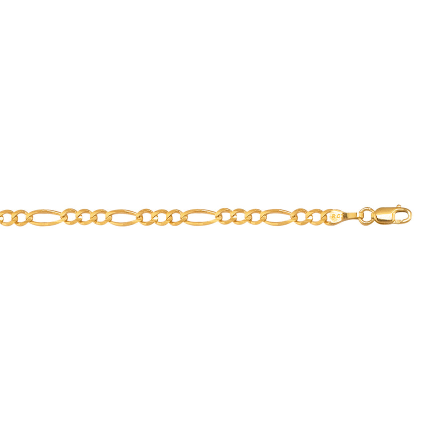 10K Gold 3.7mm Figaro Chain -Yellow | Lobster