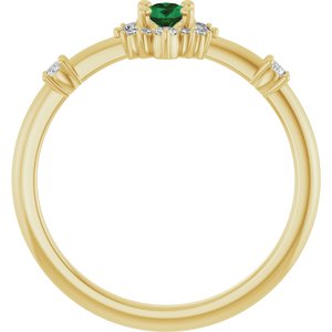 14K Yellow Natural Emerald & 1/6 CTW Natural Diamond Halo-Style Ring-Oval-5 X 3 Mm