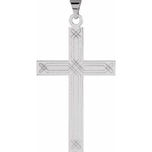 14K White Geometric Cross Pendant-Polished