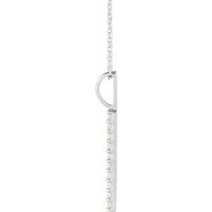 14K White 1/6 CTW Natural Diamond Vertical Bar 16-18" Necklace-Natural Diamond-Round