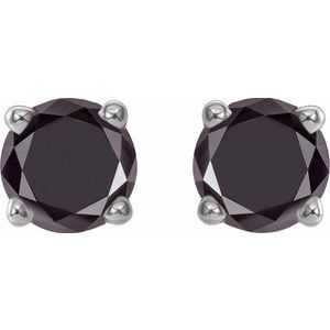 14K White 1/2 CTW Natural Black Diamond Earrings-Pair-3.5Mm :: 1/2 Ctw