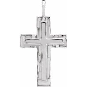 Sterling Silver 24.47x13.4 mm Textured Cross Pendant-Polished