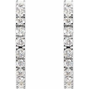 14K White 1 CTW Lab-Grown Diamond 20.5 mm Hoop Earrings-Round-20.5 Mm