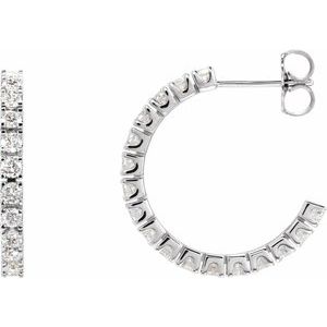 14K White 1 CTW Lab-Grown Diamond 20.5 mm Hoop Earrings-Round-20.5 Mm