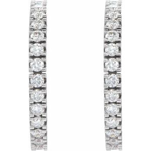 14K White 1/2 CTW Natural Diamond 17.6 mm Hoop Earrings-Round-17.6 Mm