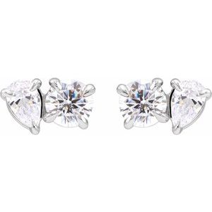 14K White 1 1/6 CTW Lab-Grown Diamond Two-Stone Stud Earrings-5 X 3.5 Mm-14K White