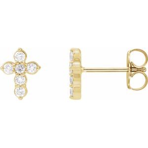 14K Yellow 1/6 CTW Lab-Grown Diamond Cross Earrings-1.5 Mm-14K Yellow