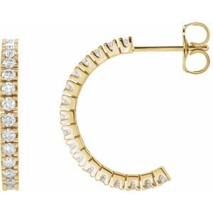 14K Yellow 1/2 CTW Natural Diamond 17.6 mm Hoop Earrings-Round-17.6 Mm