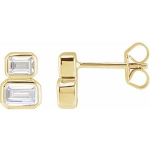 14K Yellow 1 CTW Lab-Grown Diamond Two-Stone Stud Earrings-4.5 X 3 Mm-14K Yellow