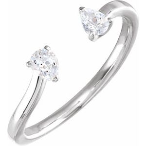 14K White 1/5 CTW Lab-Grown Diamond Two-Stone Ring-Pear-4 X 3 Mm
