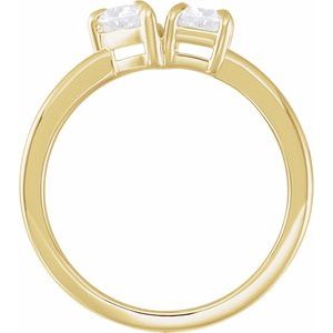 14K Yellow 1 CTW Lab-Grown Diamond Two-Stone Ring-Emerald-6 X 4 Mm