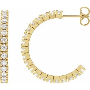 14K Yellow 1 5/8 CTW Lab-Grown Diamond 24.7 mm Hoop Earrings-Round-24.7 Mm