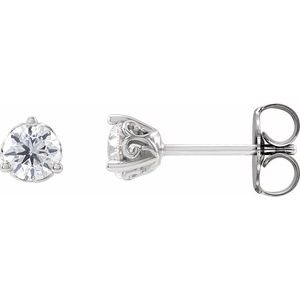 14K White 1/2 CT Lab-Grown Diamond Scroll Earrings-Pair-4Mm :: 1/2 Ctw