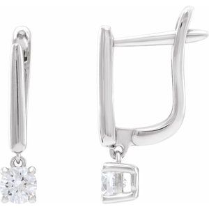 14K White 1/2 CTW Lab-Grown Diamond Lever Back Earrings-4 Mm-14K White