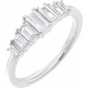 14K White 1/2 CTW Lab-Grown Diamond Ring-Straight Baguette