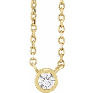 14K Yellow .06 CT Natural Diamond Solitaire 16-18" Necklace-Natural Diamond-2.5Mm :: 0.06 Ct