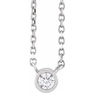 14K White .06 CT Natural Diamond Solitaire 16-18" Necklace-Natural Diamond-2.5Mm :: 0.06 Ct