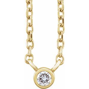 14K Yellow .03 CT Natural Diamond Solitaire 16-18" Necklace-Natural Diamond-2Mm :: 0.03 Ct