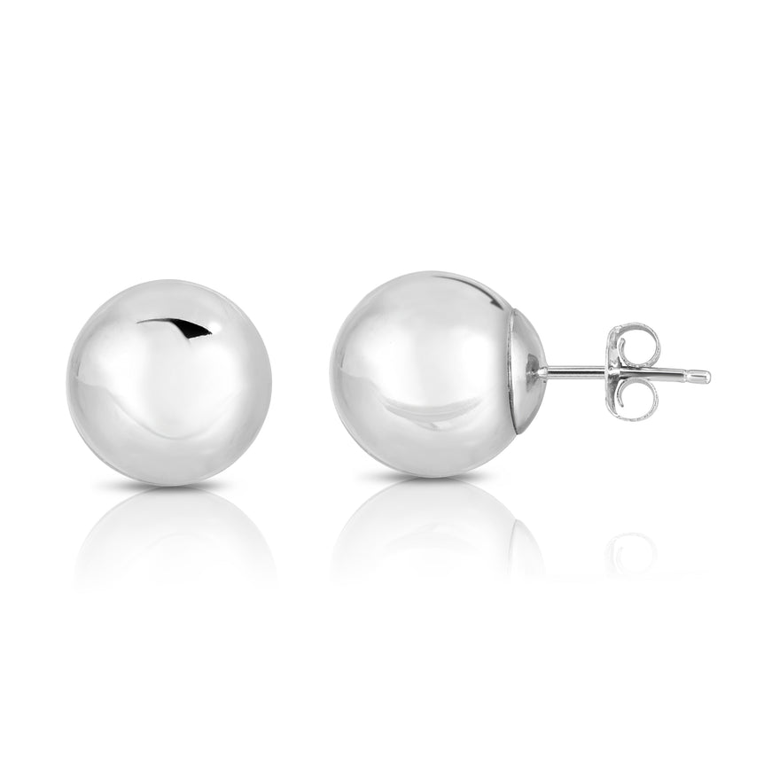 14K Gold Polished 10mm Post Earring-Yellow | Push Back