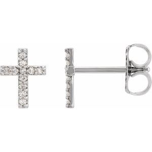 14K White .05 CTW Natural Diamond Cross Earrings-Natural Diamond