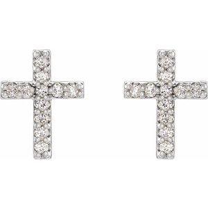 14K White .05 CTW Natural Diamond Cross Earrings-Natural Diamond