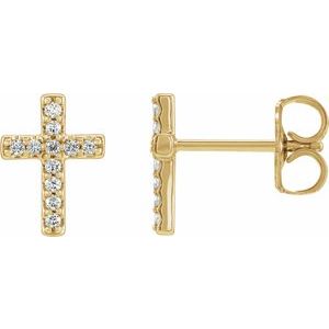 14K Yellow 1/10 CTW Natural Diamond Cross Earrings-Natural Diamond